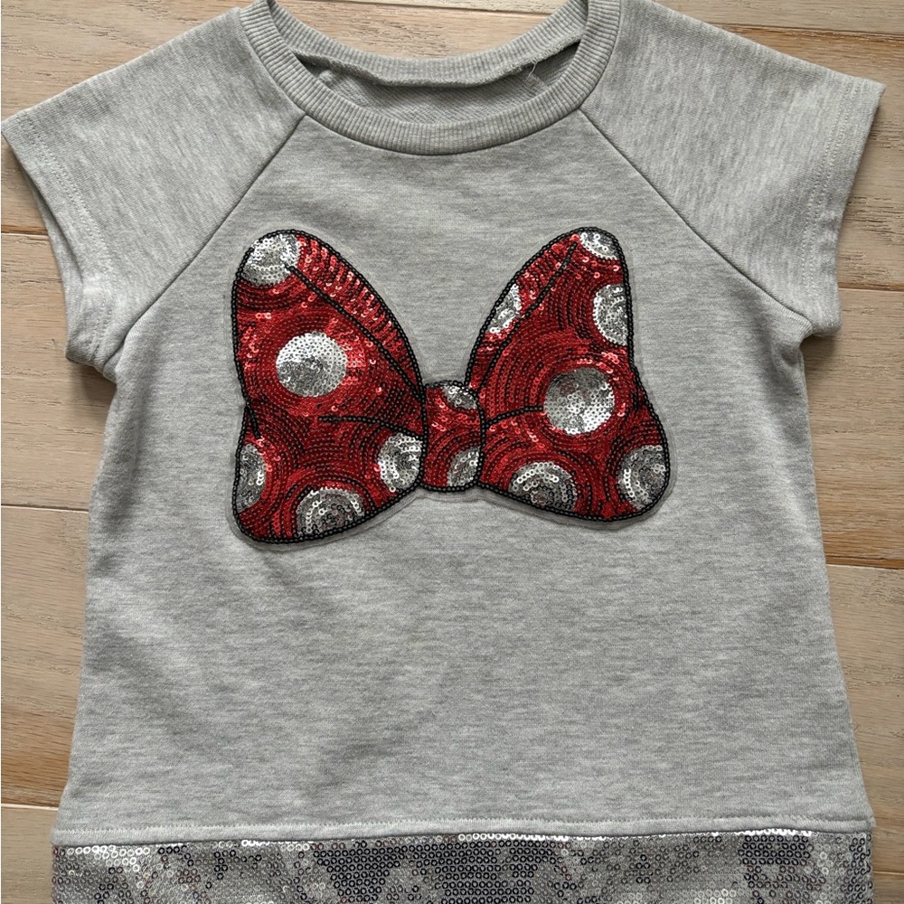 Disney Gray and Red Sweatshirt with Iconic Bow Design
